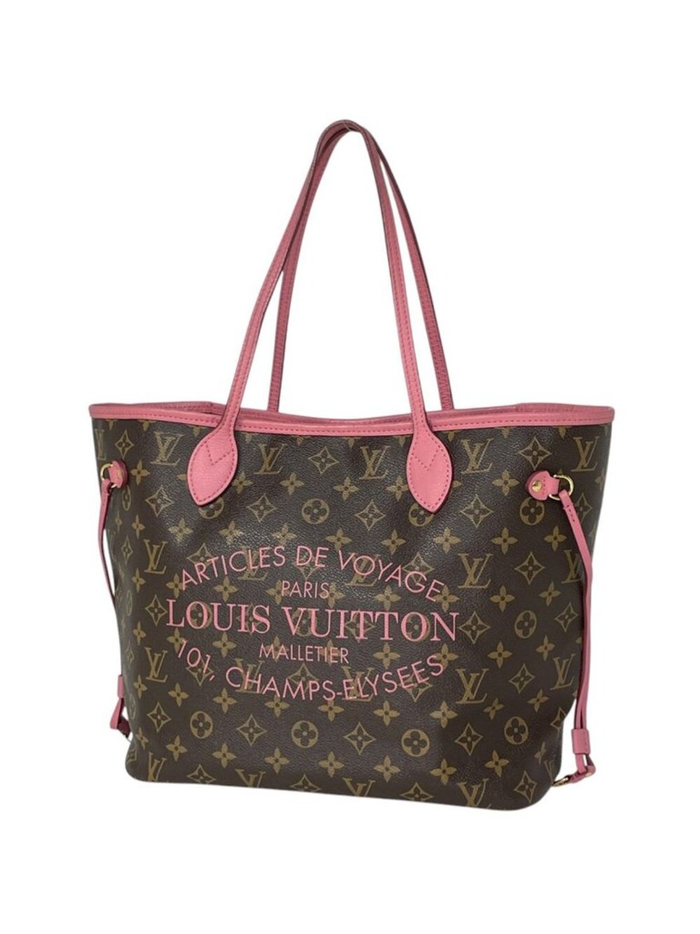 Louis Vuitton Neverfull MM Tote Bag Ikat Flower Monogram Brown Rose Vereur